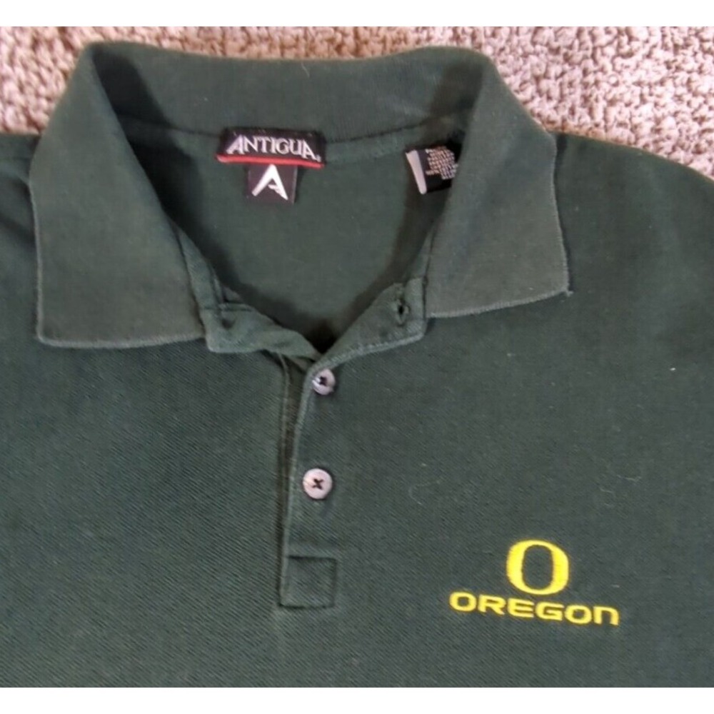 Oregon Ducks Vtg Polo Shirt Men's XL Short Sleeve Green Bud Light Collab Antigua